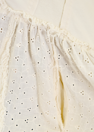 Secret Hideaway Eyelet Trimmed Top - Cream