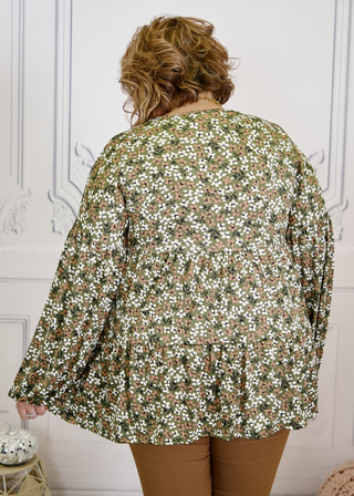 Here For The Blooms Top - Olive - FINAL SALE