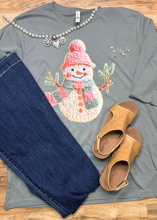 Sweet Snowman French Knot Graphic Tee -=-