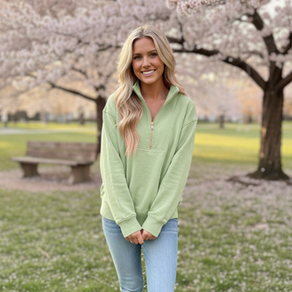 Isabella Half Zip Pullover Spring JadyK - Green