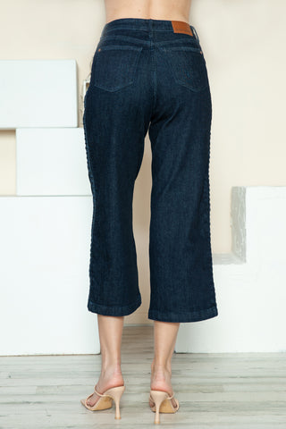 Judy Blue Side Seam Braid Detail  Wide Leg Jeans