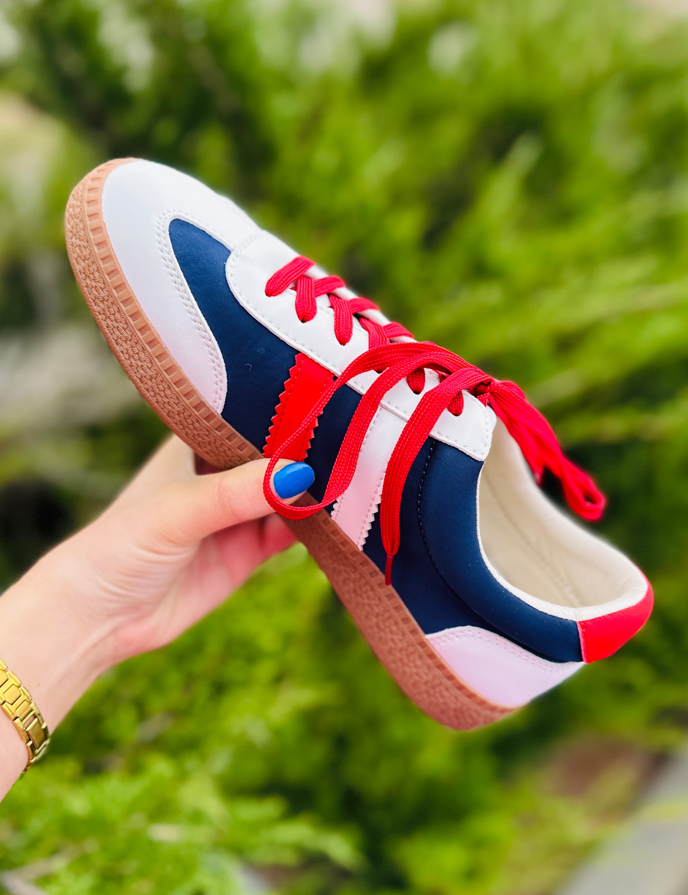 Heads Up Red White Blue Sneakers by Corkys