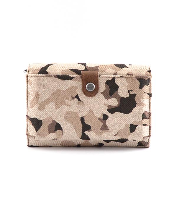 Wrangler Camo Print Canvas Clutch/Crossbody - Brown