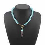 Seas The Day Stainless Steel Fish Beaded Necklaces -  2 Styles