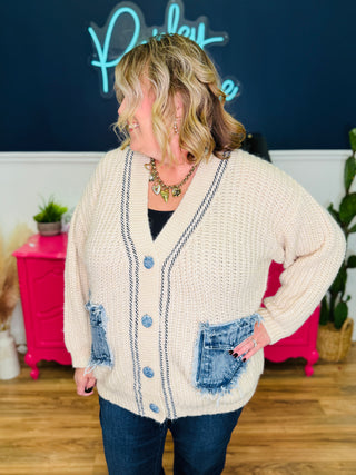 V-Neck Chunky Knit Cardigan