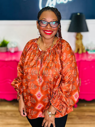 Printed Satin Twill Blouse