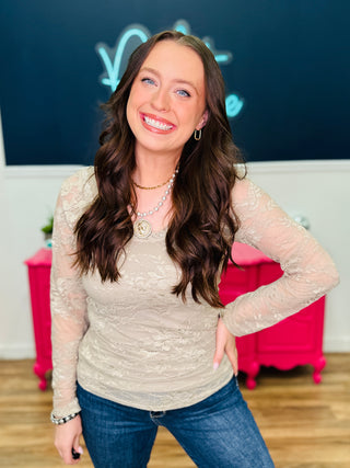 Love In Lace Top - Taupe