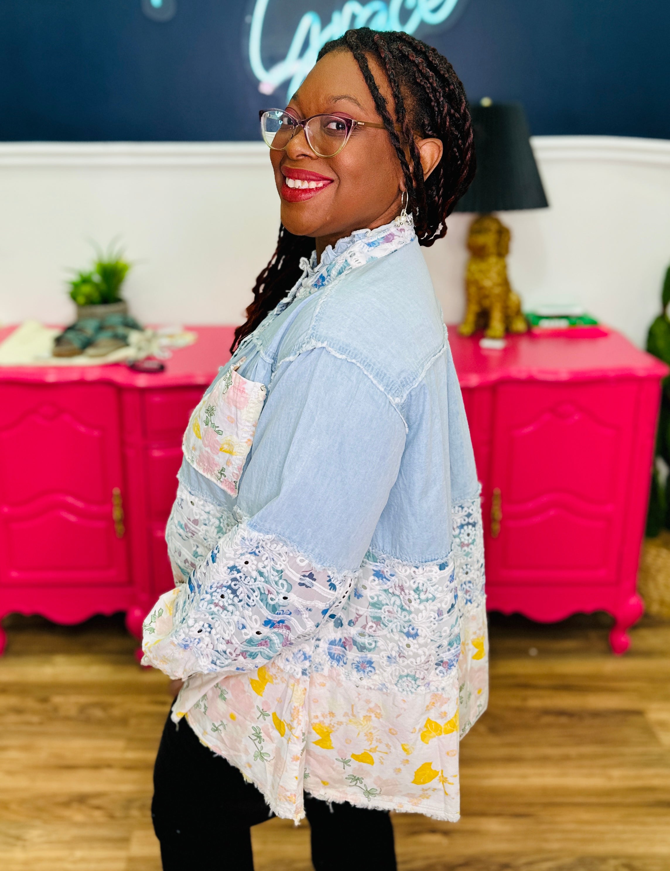 POL Mock Neck Balloon Sleeve Jacket - FINAL SALE