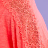 Settle in Seattle Lace Trim Top - Coral - LAST ONES FINAL SALE