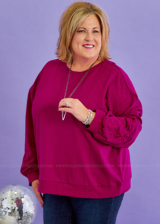 Slow Your Roll Lace Sleeve Pullover - FINAL SALE