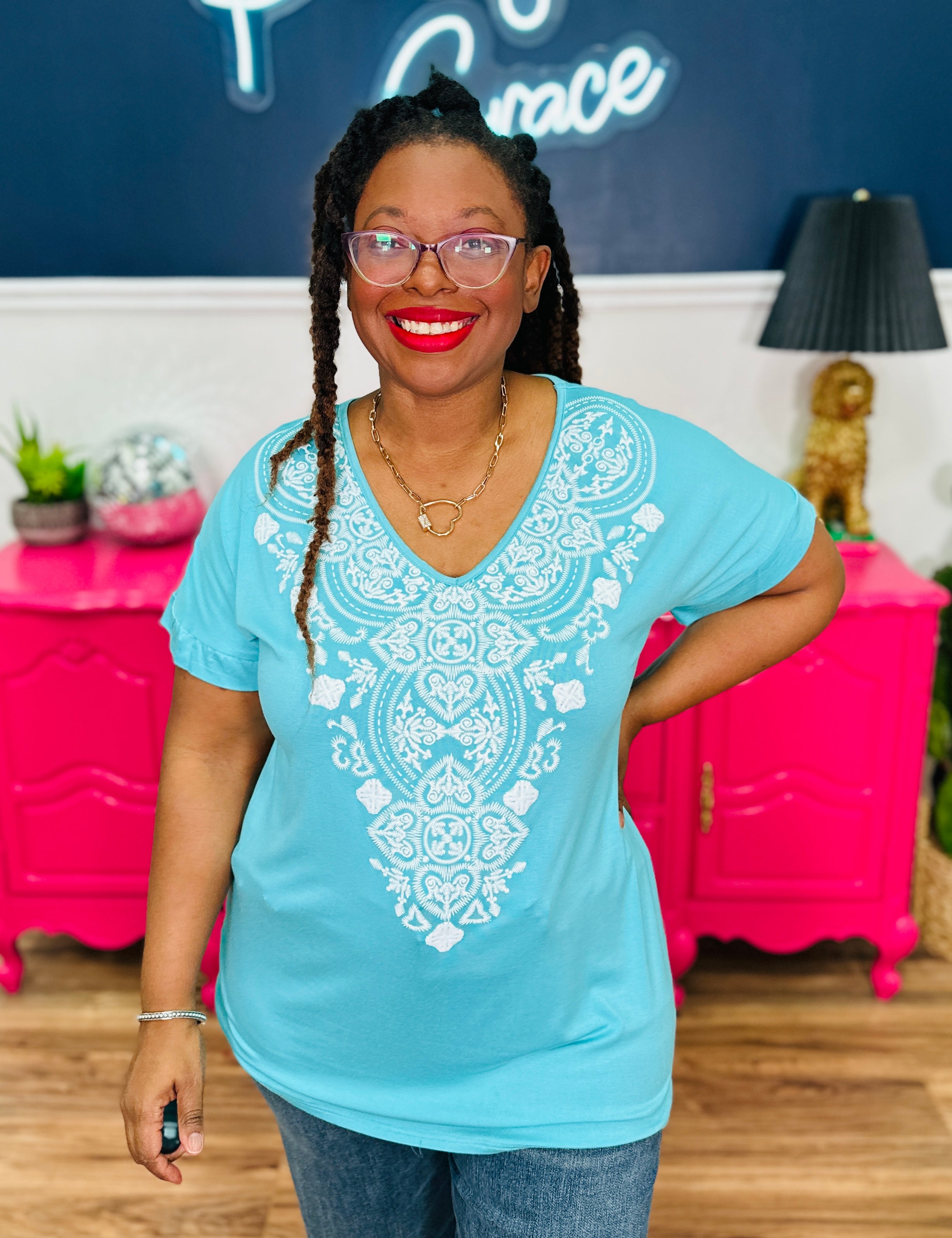 Effortless Style Top - Aqua - LAST ONES FINAL SALE