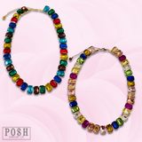 DEAL Multi-Color Rhinestone Necklace - Blue
