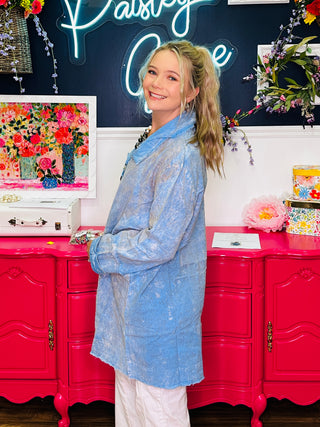 Blue Embroidery Jacket