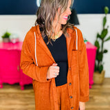Soft Corduroy Hooded Shacket - Rust - LAST ONES FINAL SALE