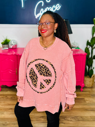 Peace Patch Washed Thermal Pullover - Faded Mauve