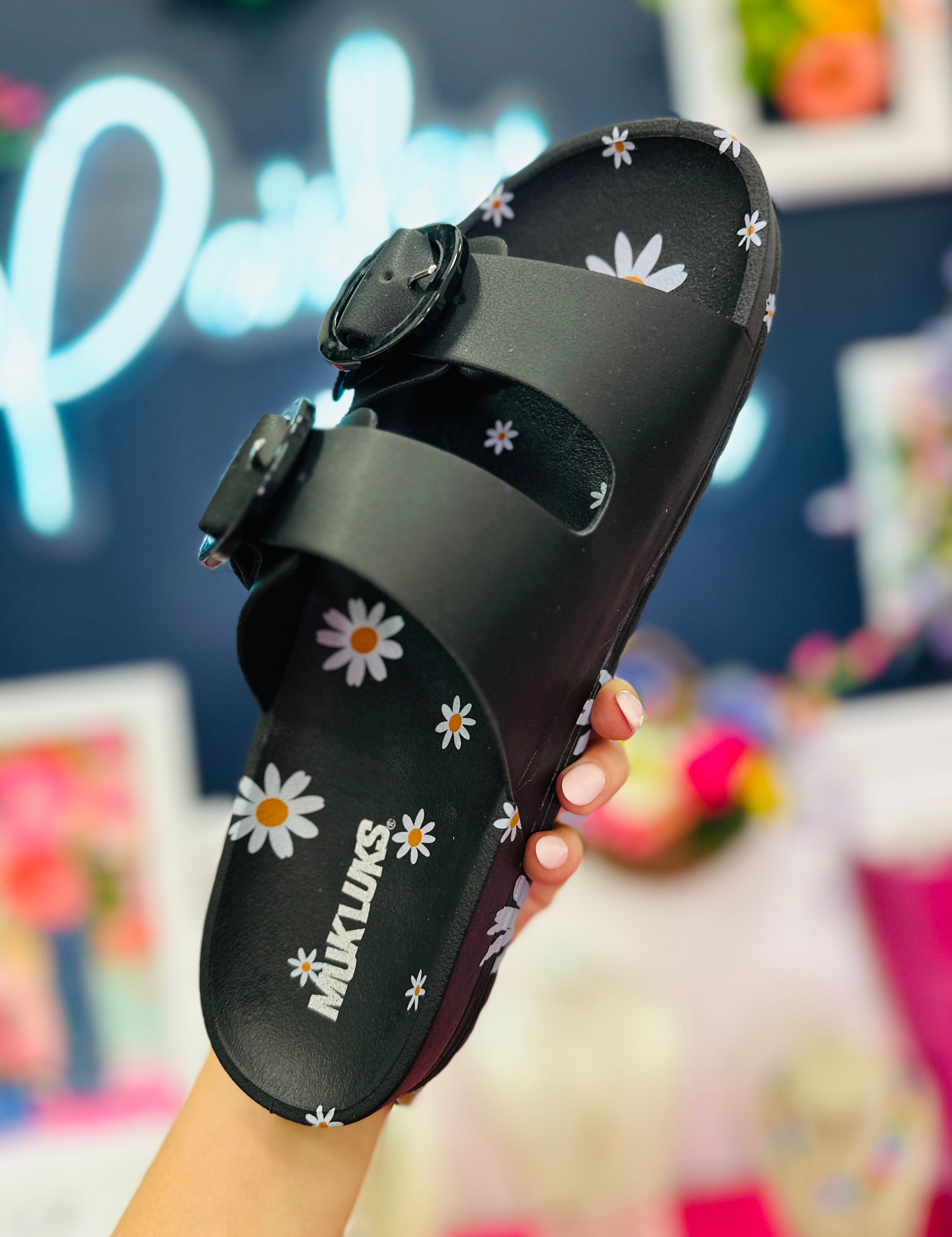 Grand Cayman Slide Sandals - Midnight Daisy