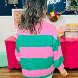 Easy Like Sunday Sweater - Pink & Green