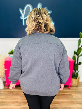 Annalise Scuba Half Zip Pullover - Charcoal