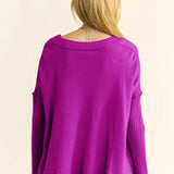 Solid Ribbed Sleeve Side Slit Pullover Sweater (Reg Only) - 2 Colors - LAST ONES FINAL SALE