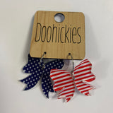 Stars and Stripes Acrylic Bow Earrings - Patriotic