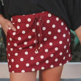 PREORDER - Burgundy Polka Dot Skort
