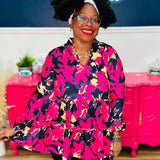 Iris Fuchsia Floral Baby Doll Top - LAST ONES FINAL SALE