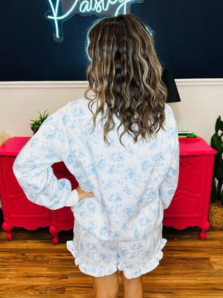 Light Blue Floral French Terry Sweatshirt
