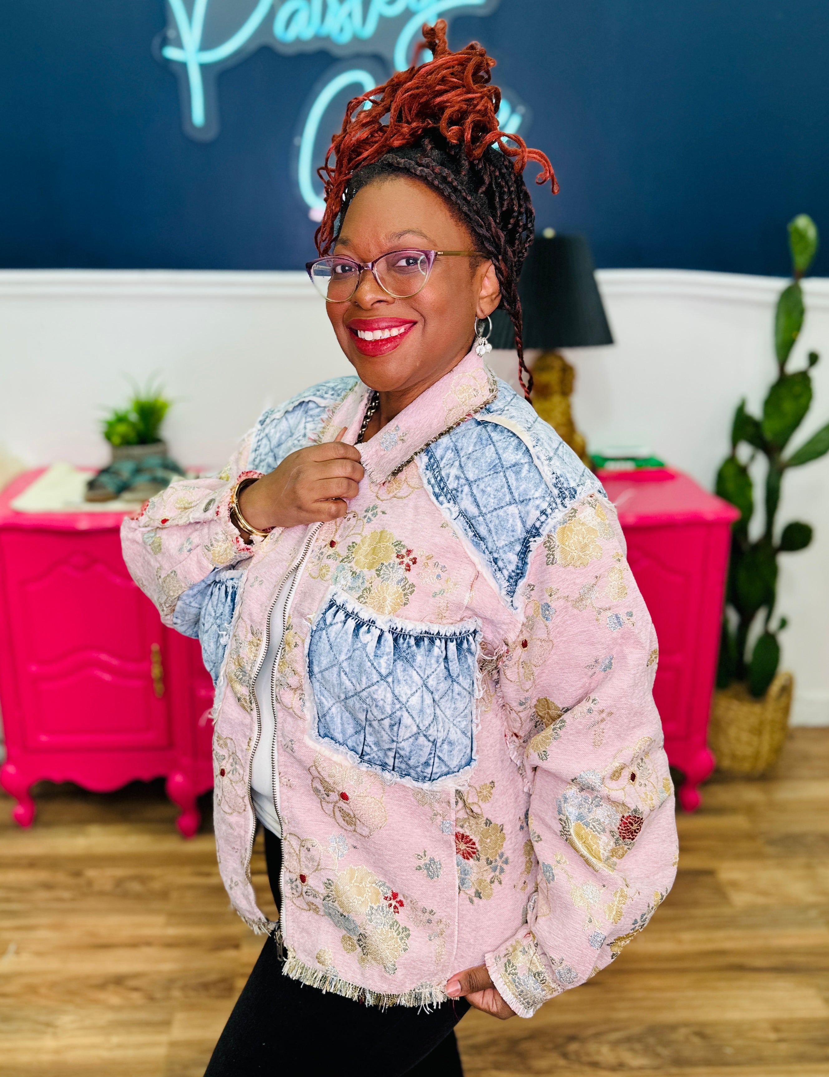 POL Balloon Sleeve Floral Relaxed Fit Shacket - FINAL SALE
