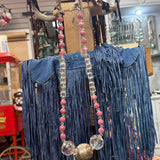Pink Crystal & Silver Ball Necklace