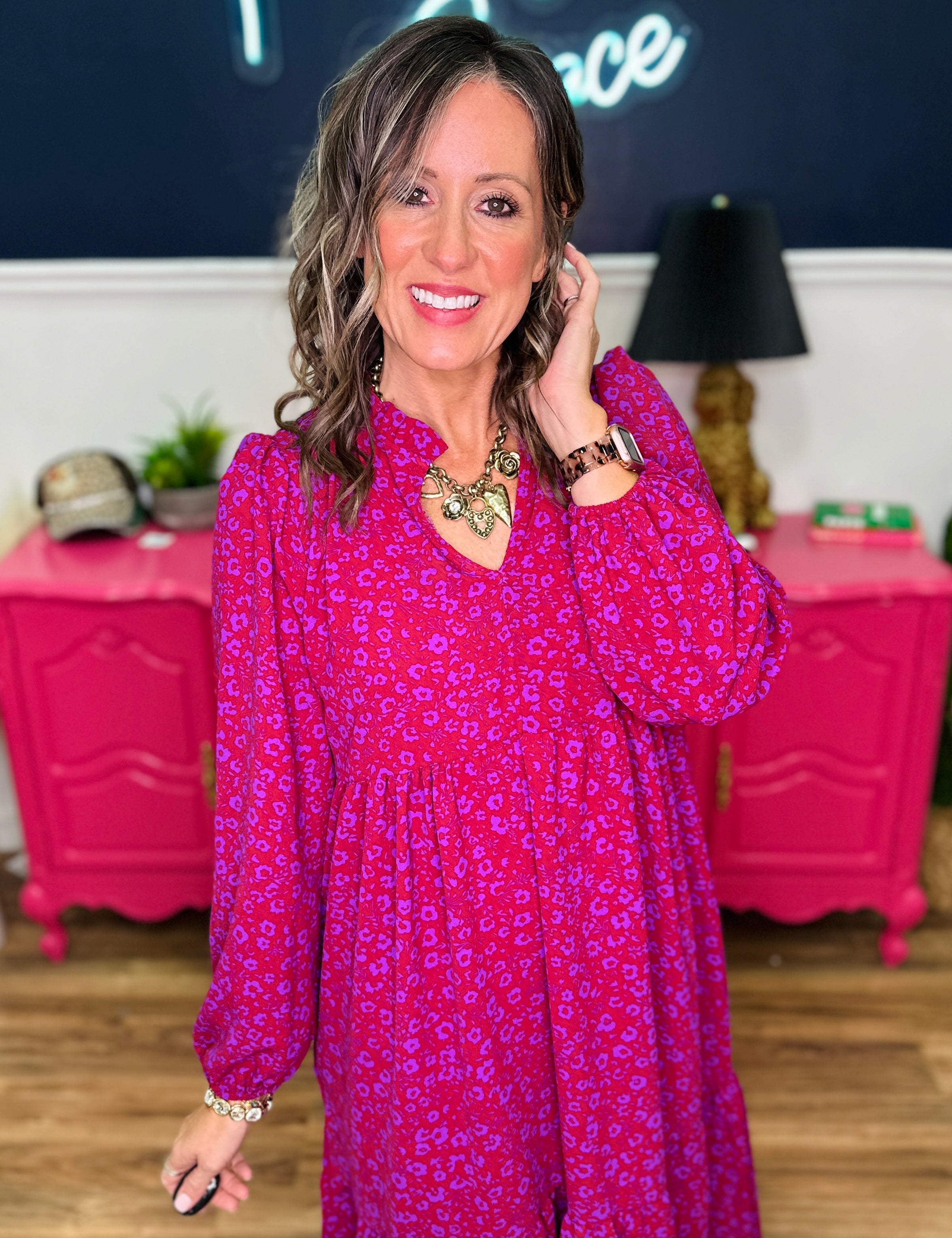 Notch Neck Floral Print Maxi Dress - FINAL SALE