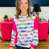 Geometric Print With Stripes Print Top - LAST ONES FINAL SALE
