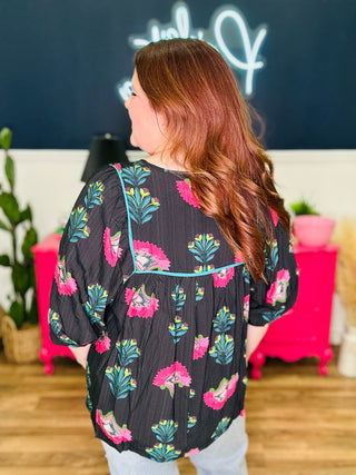 Smocked Boho Tassel Tunic Top