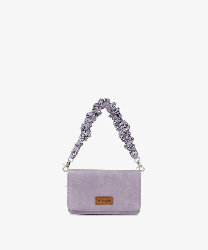 Wrangler Scrunchie Strap Flap Crossbody Bag - Purple