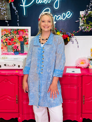 Blue Embroidery Jacket