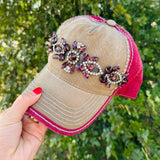 Bejeweled Bling Glitz Cap - Cocoa/Burgundy