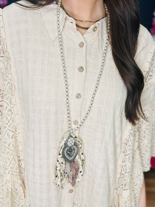 Kayla Heart Pearl Necklace