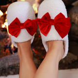 PREORDER- Cozy Bow Slippers- White/Red