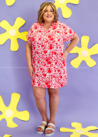 CozyCo Floral Red Print Mini Dress - FINAL SALE