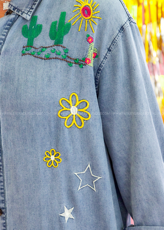 Sun and Done Embroidered Long Shacket