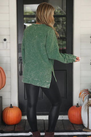 Alexis Corded Pullover - OLIVE