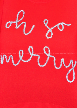 Oh So Merry Sparkle Sweater - Red