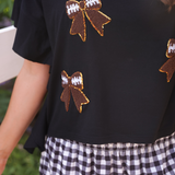 PREORDER- Sideline Sparkle Ruffle Top- Black