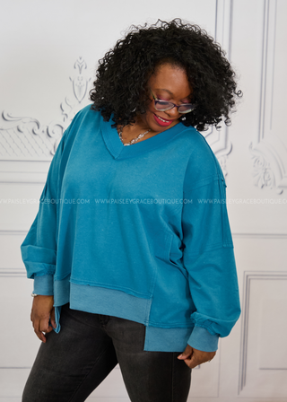 Uptown Allure Top -Washed Teal