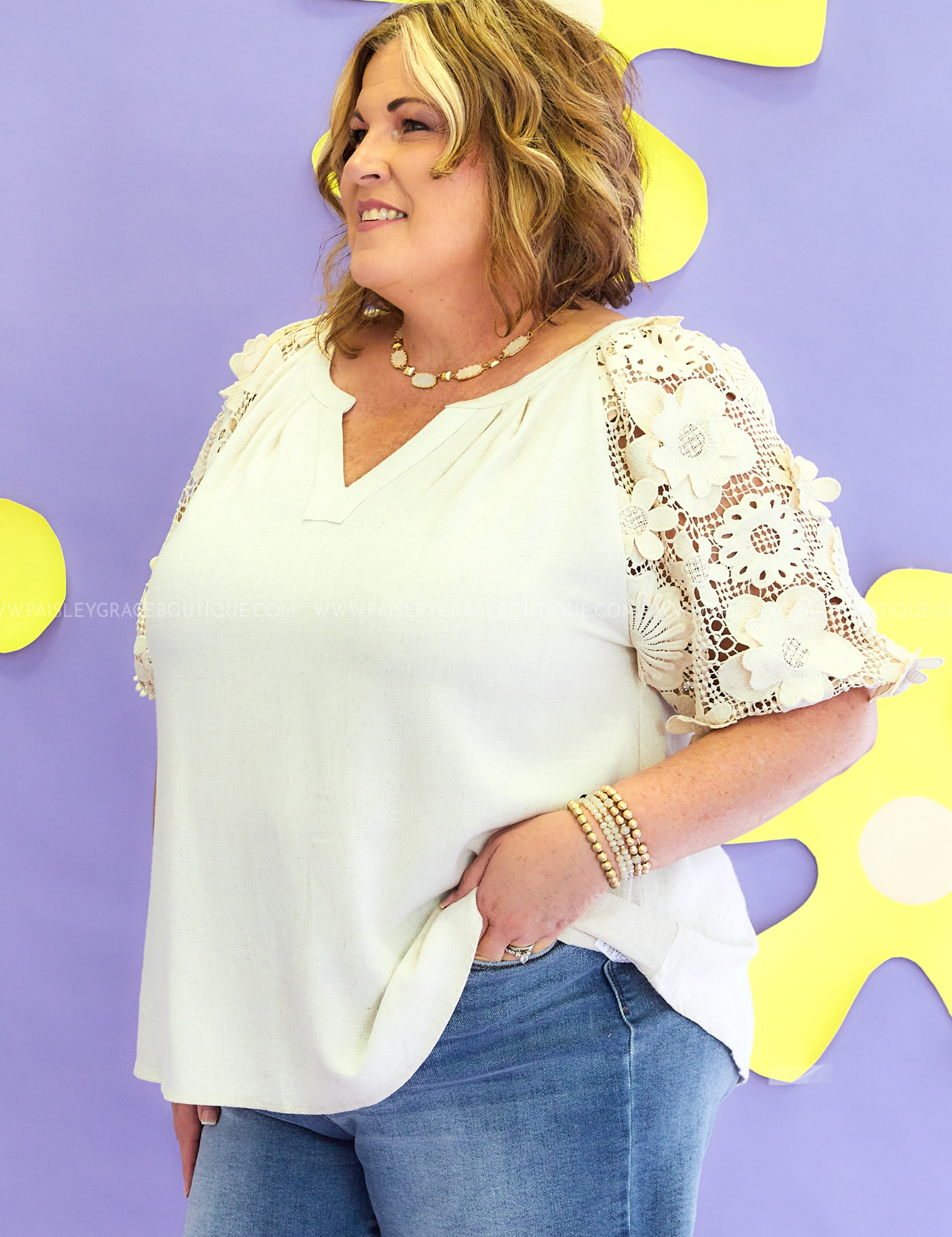 Paradise Pretty Top - Oatmeal* FINAL SALE *