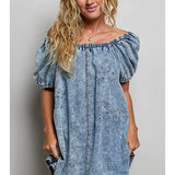 POL Off-Shoulder Laser Cut Mini Dress