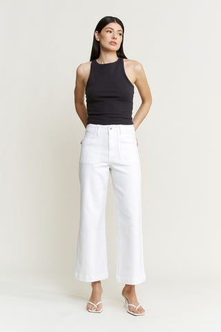Wide Cropped Utility Jeans By Mica  - PREORDER