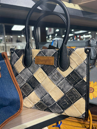 Wrangler Woven Denim Tote/Crossbody Bag - Black