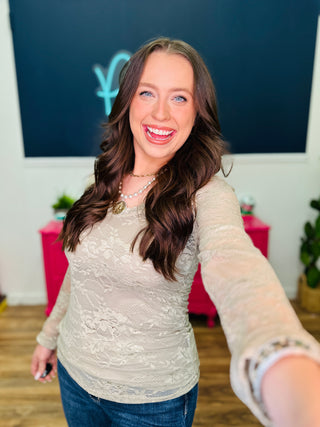 Love In Lace Top - Taupe