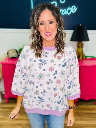 Printed Waffle Knit Pullover