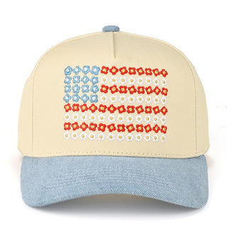 Two Tone Canvas Embroidered Flower Flag Baseball Cap

- Snap Back Closure
- One Size Fits Most
- 100% Cotton